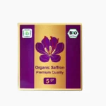 5g Blumental Bio-Safran in Violett und Gold mit einer lebendigen Safran-Krokus-Illustration und dem deutschen Bio-Siegel